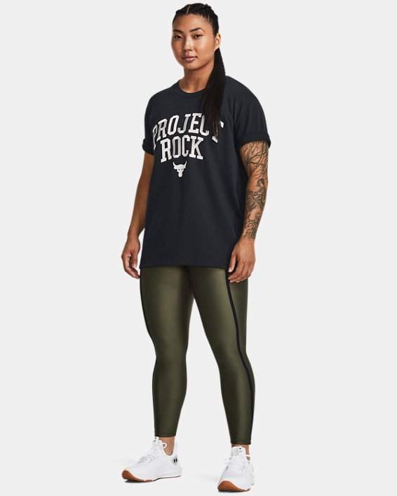 Women's Project Rock Heavyweight Campus T-Shirt, Black, pdpMainDesktop image number 2